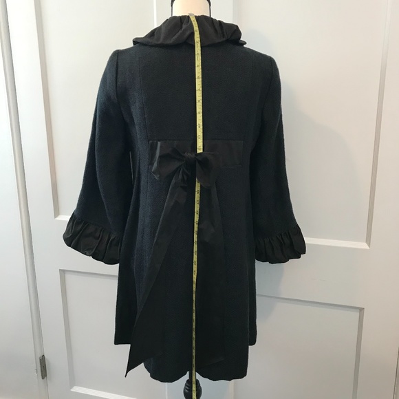 Nanette Lepore Vivaldi Coat -Shirred trim Bow Back - Picture 7 of 8